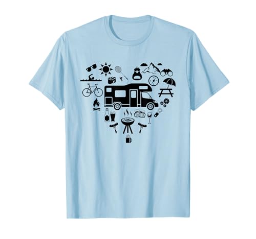 Camper mit Herz Camping Zubehör Frauen Wohnmobil T-Shirt Camper mit Herz Camping Zubehör Frauen Wohnmobil T-Shirt von Wohnmobil Zubehör Camping Geschenk Camper Gadget