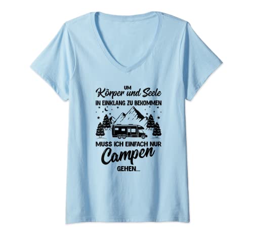 Damen Damen und Herren Camping Reisemobil Wohnmobil T-Shirt mit V-Ausschnitt Damen Damen und Herren Camping Reisemobil Wohnmobil T-Shirt mit V-Ausschnitt von Wohnmobil Zubehör Gadgets und Geschenke