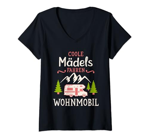 Damen Camping Coole Mädels fahren Wohnmobil Camper T-Shirt mit V-Ausschnitt Damen Camping Coole Mädels fahren Wohnmobil Camper T-Shirt mit V-Ausschnitt von Wohnmobil Zubehör & Geschenke für Camper