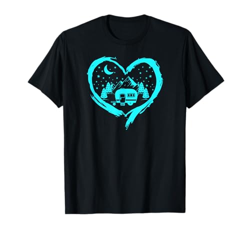 Damen und Herren Herz Camping Wohnwagen Campinganhänger T-Shirt Damen und Herren Herz Camping Wohnwagen Campinganhänger T-Shirt von Wohnwagen Zubehör Gadgets und WoWa Geschenke