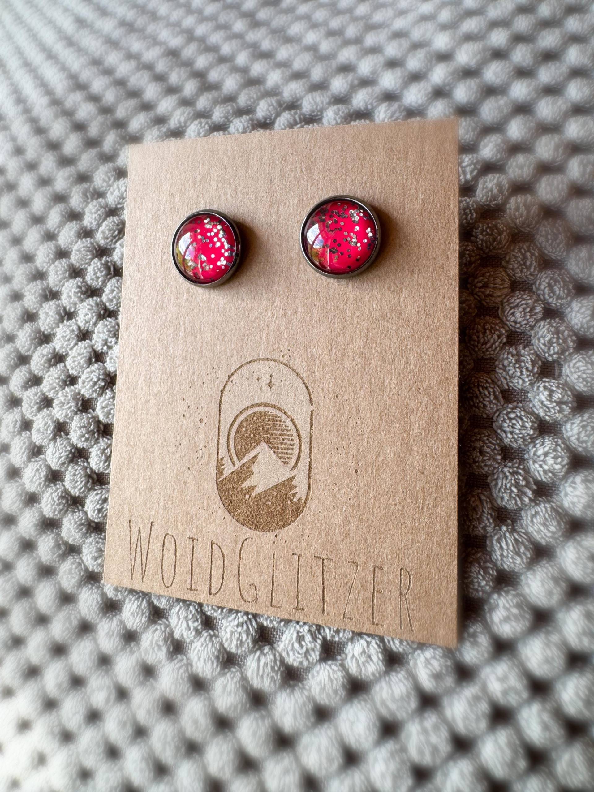 Ohrstecker Mit Cabochon 12mm Rot Konfetti Ohrstecker Mit Cabochon 12mm Rot Konfetti von WoidGlitzer