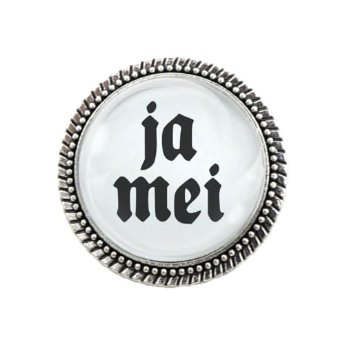 Gaudi-Brosche "Ja mei" von Woidladinger in Silber oder Bronze (Silber mit Etui) von Woidladinger