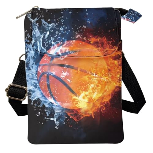 Wideasale Kuriertasche, lässige Umhängetasche für Damen, stilvolle Outdoor-Reise, Reißverschluss, Stofftasche, Handyaufbewahrung, Geldbörse, Basketball von Woisttop