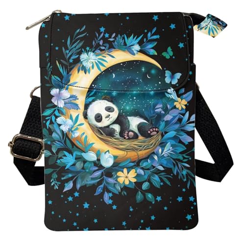 Wideasale Kuriertasche, lässige Umhängetasche für Damen, stilvolle Outdoor-Reise, Reißverschluss, Stofftasche, Handyaufbewahrung, Geldbörse, panda von Woisttop