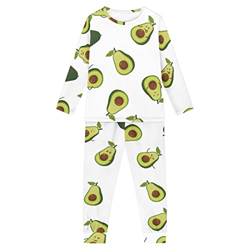 Woisttop 3-16 Jahre Kinder Pyjama Set Bequeme Langarm Winter/Frühling Kleidung Gemütlich Zweiteiliges Pjs Lounge Set, Grüner Avocado, 11-12 Jahre von Woisttop