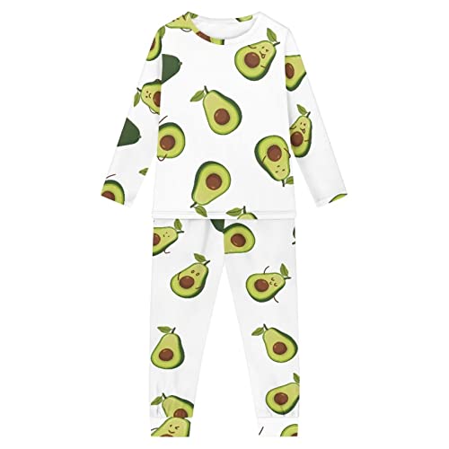 Woisttop 3-16 Jahre Kinder Pyjama Set Bequeme Langarm Winter/Frühling Kleidung Gemütlich Zweiteiliges Pjs Lounge Set, Grüner Avocado, 15-16 Jahre von Woisttop