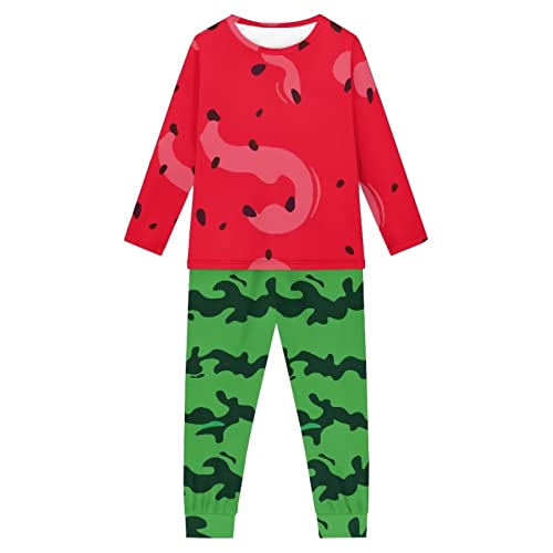 Woisttop 3-16 Jahre Kinder Pyjama Set Bequeme Langarm Winter/Frühling Kleidung Gemütlich Zweiteiliges Pjs Lounge Set, wassermelone, 13-14 Jahre von Woisttop