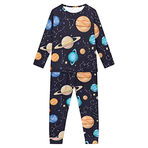 Woisttop Kinder-Pyjama-Set für Frühling, Winter, Herbst, Kleidung, lässig, Mädchen, Jungen, Geschenk, Loungewear, 3–16 Jahre, Galaxie-Universum-Weltraum-Design, 11-12 Jahre von Woisttop