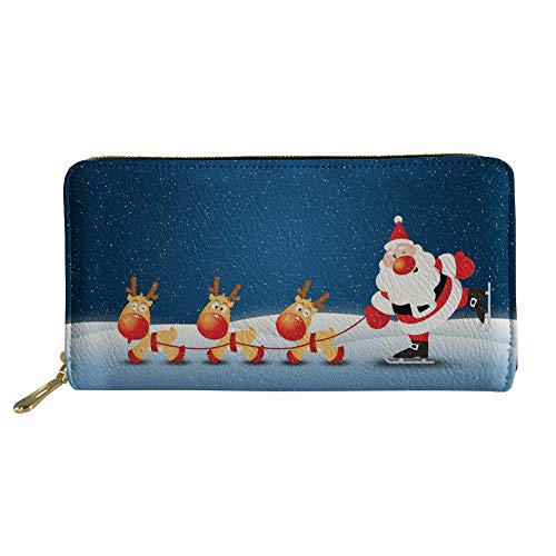 Woisttop Lange Ledergeldbörse für Frauen, Geschenk Geldbörse, Handykarten, Clutch, Kapazität Tasche, Cartoon Santa (Mehrfarbig) - Woisttop von Woisttop