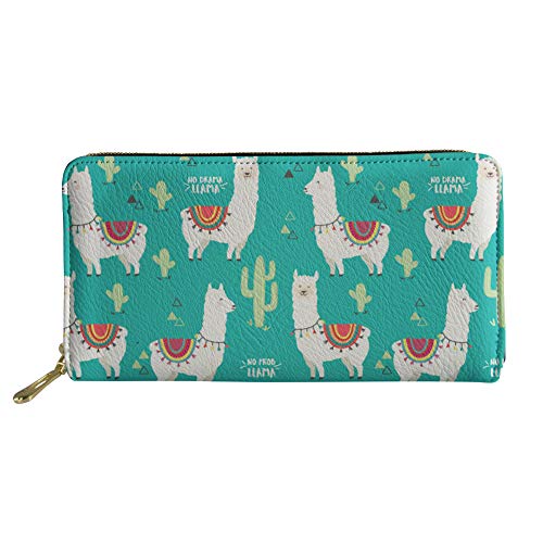 Woisttop Lange Ledergeldbörse für Frauen, Geschenk Geldbörse, Handykarten, Clutch, Kapazität Tasche, Llama Kaktusgrün (Grün) - Woisttop von Woisttop