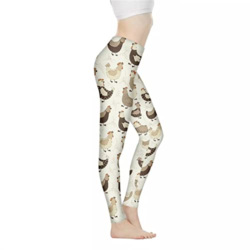 Woisttop Leggings mit hoher Taille für Damen, weich, athletisch, Bauchkontrolle, nicht durchsichtig, Fitness-Strumpfhose, Größe XS-3XL, Süßes Huhn, S von Woisttop