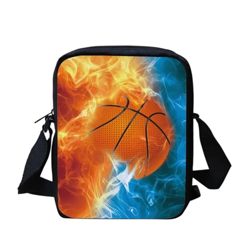 Woisttop Umhängetasche für Damen, Umhängetasche, Geldbörse, Freizeit, Kuriertasche für Reisen, den täglichen Gebrauch, Basketball-Feuer von Woisttop