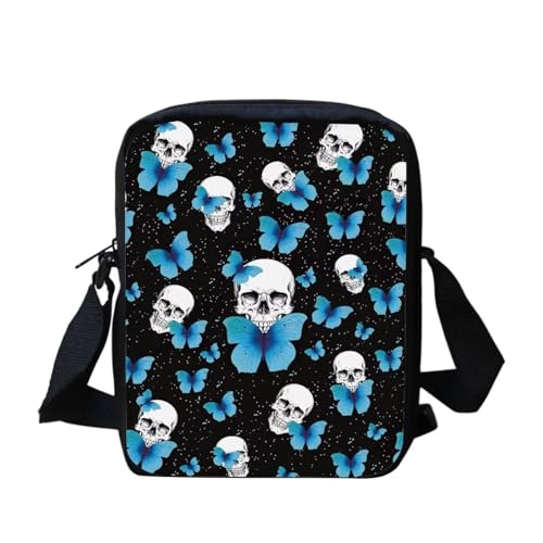 Woisttop Umhängetasche für Damen, Umhängetasche, Geldbörse, Freizeit, Kuriertasche für Reisen, den täglichen Gebrauch, Totenkopf-Schmetterling von Woisttop