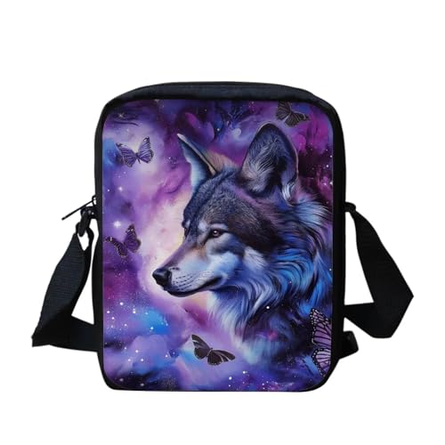 Woisttop Umhängetasche für Damen, Umhängetasche, Geldbörse, Freizeit, Kuriertasche für Reisen, den täglichen Gebrauch, wolf von Woisttop