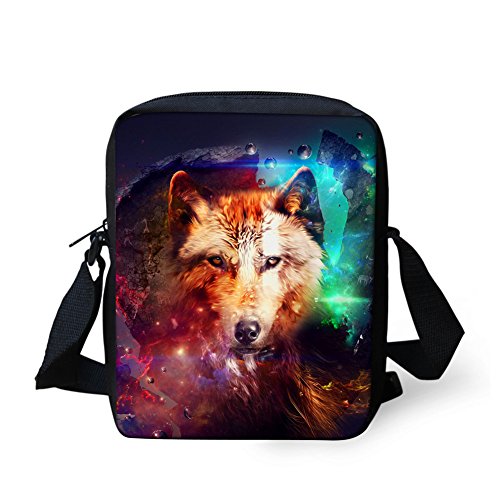 Woisttop Umhängetasche mit französischer Bulldogge, Blumenmuster, klein, für Damen, Teenager, Mädchen, Umhängetasche, Geldbörse, Halter, Galaxy Wolf, Einheitsgröße, Kuriertasche von Woisttop