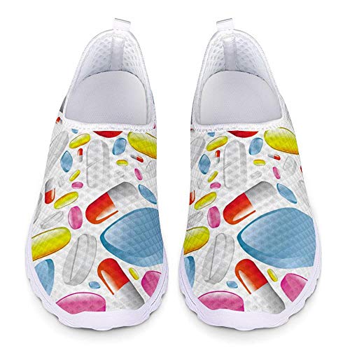 Woisttop Unisex Laufschuhe Flats Mesh Modische Sport Gym Sneakers mit Slip-On Walkking Jogging, 35-43EU von Woisttop