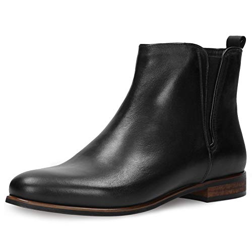 WOJAS Damen Stiefeletten mit Reißverschluss aus Glattleder – Leicht Gefütterte Damenschuhe Winterschuhe Lederstiefel – Schwarz, 55073-51, Gr. 36 von WOJAS