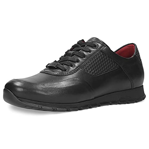 WOJAS Herren Halbschuhe – Herrenhalbschuhe Schuhe Sneaker Herrenschuhe Leder Glattleder Turnschuhe – schwarz, 9078-51, Gr. 41 von WOJAS