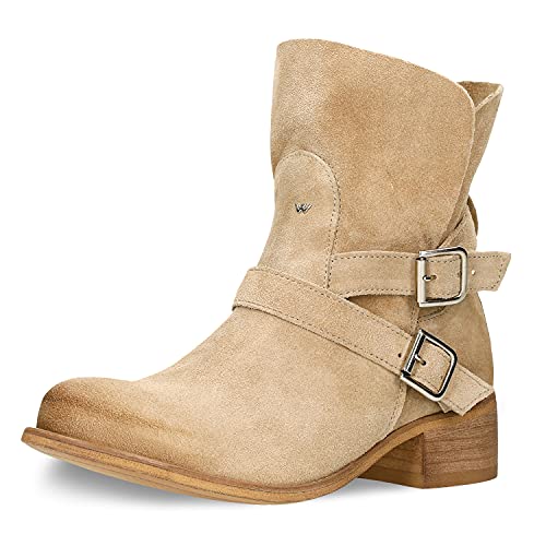 WOJAS Stiefel Damen |Stylische Boots Frauen | Schuhe Leder | Elegante Damenschuhe Mit Hohem Obermaterial | Stylische Stiefeletten - Beige 55040-64, r. 37 von WOJAS