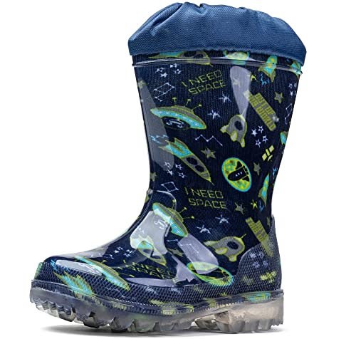 Coole Jungen Gummistiefel im Weltraum- und Raketen-Design - Wasserdicht & Abenteuerbereit - Perfekt für Regentage und Outdoor-Spaß! (eu_footwear_size_system, big_kid, numeric, medium, numeric_35) von Wojtyłko