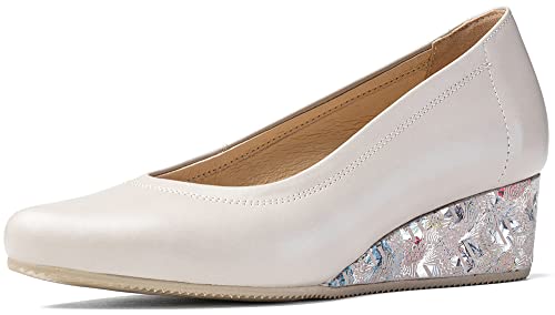 Hochwertige Keilabsatzschuhe, Leder-Pumps mit Keilabsatz - Modische Damenschuhe mit Keilabsatz (Beige, EU Schuhgrößensystem, Erwachsene, Numerisch, M, 35) von Wojtyłko