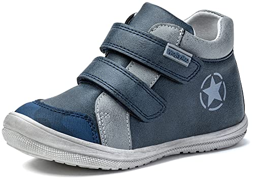 Klettschuh Sneaker für Jungen Turnschuhe mit Innensohle aus Leder Kinderschuhe mit Klettverschluss Schuhe mit hohem Schaft (Navy blau, eu_footwear_size_system, toddler, numeric, medium, numeric_23) von Wojtyłko