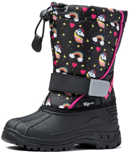 Mädchen wasserdicht Winterstiefel | warme Schneestiefel | Schneeschuhe | gefütterte Kinderschuhe | rutschfeste Winterboots/Snowboots (Schwarz, EU Schuhgrößensystem, Kleinkind, Numerisch, M, 25) von Wojtyłko