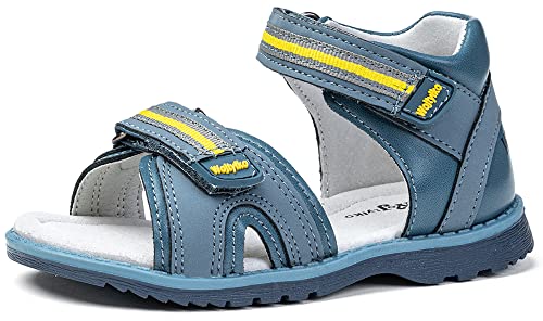 Premium Jungen Sandalen mit echter Leder-Einlegesohle, Bequeme Kindersandalen mit Klettverschlus, Sommer Schuhe für Jungen (Blau, eu_footwear_size_system, toddler, numeric, medium, numeric_24) von Wojtyłko