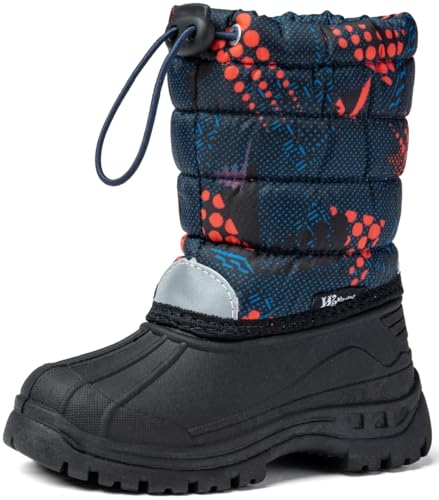 Unisex Kinder Winterschuhe | wasserdicht Schneestiefel Jungen Mädchen | Schneeschuh | warme Winterstiefel | gefütterte Winter-Bootie (Navy Blau, EU Schuhgrößensystem, Kleinkind, Numerisch, M, 31) von Wojtyłko