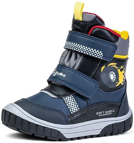 Warme wasserabweisend Winterstiefel Jungen mit rutschfester Sohle Schneestiefel Kinderschuhe für den Winter Snowboots (Navy Blau, eu_footwear_size_system, toddler, numeric, medium, numeric_28) von Wojtyłko