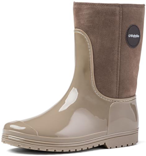 Wojtyłko Gummistiefel Damen Hoch Gefüttert Regenstiefel Isoliergummistiefel Gummistiefel mit Futter Gummi Stiefeletten (EU Schuhgrößensystem, Erwachsene, Numerisch, M, 37) von Wojtyłko