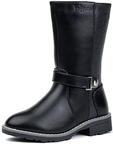 Wojtyłko Halblange Stiefel Mädchen | Hohe Winterstiefel | gefütterte Schneestiefel | Ankle Boots | Winter Boots (Schwarz, EU Schuhgrößensystem, Jugendliche, Numerisch, M, 30) von Wojtyłko