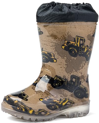 Wojtyłko Jungen Gummistiefel mit Baggermotiv Regenstiefel Wasserdichte Stiefel Outdoor Boots - Perfekt für regnerische Abenteuer im Freien! (EU Schuhgrößensystem, Jugendliche, Numerisch, M, 34) von Wojtyłko