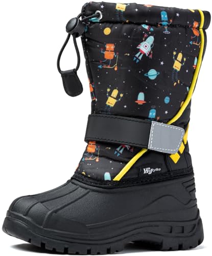 Wojtyłko Jungen wasserdicht Winterstiefel | warme Schneestiefel | gefütterte Kinderschuhe | rutschfeste Winterboots/Snowboots (Schwarz, EU Schuhgrößensystem, Kleinkind, Numerisch, M, 25) von Wojtyłko