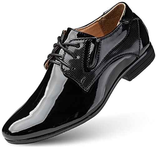 Wojtyłko WK Kommunionsschuhe für Jungen Elegante Schuhe Formale Schuhe Festliche Schuhe Ledersohle bequem (Schwarz, EU Schuhgrößensystem, Jugendliche, Numerisch, M, 39) von Wojtyłko