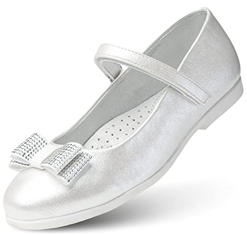 Wojtyłko Mädchen Mary Jane Ballerinas Prinzessin Schuhe Klettverschluss-Ballerinas Kommunionsschuhe für Mädchen (eu_Footwear_Size_System, Big_Kid, Numeric, medium, Numeric_33) von Wojtyłko