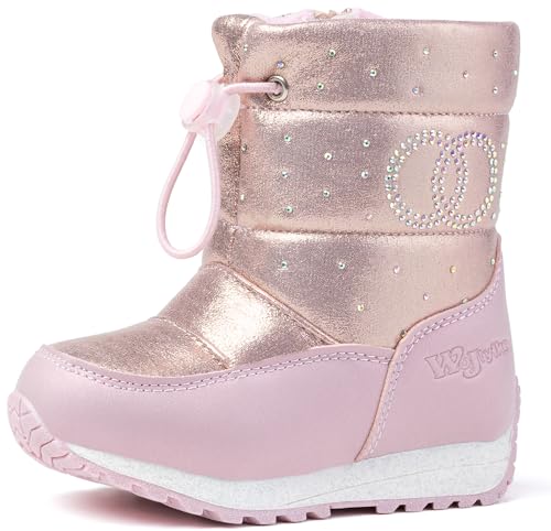 Wojtyłko Mädchen Schneestiefel | gefütterte Winterschuhe | Winterboots mit Reißverschluss | rutschfest Stiefel | wärme Snowboot/Winterstiefel (Rosa, EU Schuhgrößensystem, Kleinkind, Numerisch, M, 24) von Wojtyłko