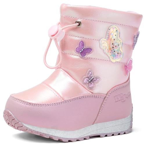 Wojtyłko Mädchen Schneestiefel | wärme Winterboots mit Reißverschluss | gefütterte Winterschuhe | rutschfest Stiefel | Snowboot/Winterstiefel (Rosa, EU Schuhgrößensystem, Kleinkind, Numerisch, M, 23) von Wojtyłko