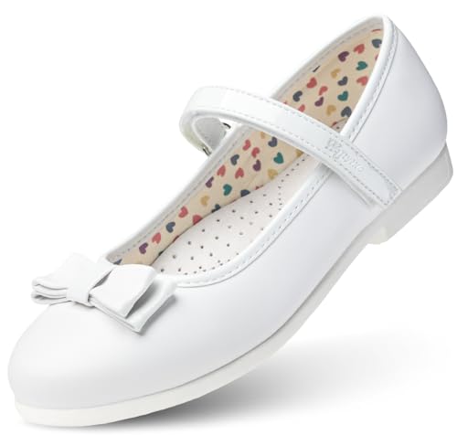 Wojtyłko Mary Jane Mädchen mit Klettverschluss | Ballerinas für Prinzessin | Kommunionschuhe | Riemchenballerina mit Lederinnensohle (Weiß, EU Schuhgrößensystem, Jugendliche, Numerisch, M, 35) von Wojtyłko