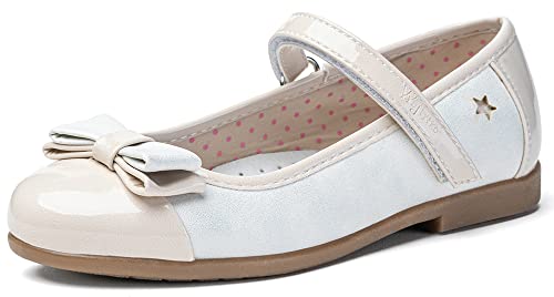 Wojtyłko Mary Jane für Mädchen Klettverschluss-Ballerinas Halbschuhe mit Lederinnensohle (Beige, eu_Footwear_Size_System, Toddler, Numeric, medium, Numeric_32) von Wojtyłko