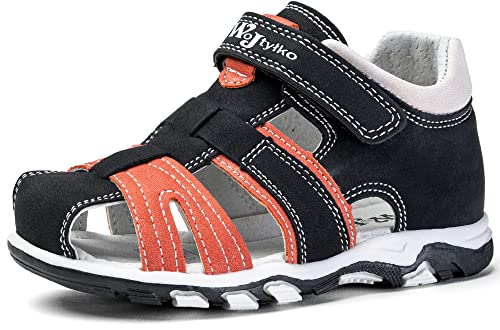Wojtyłko WK Sandalen Jungen | Sportliche | Geschlossene | Sandalette Kinder | Mit Klettverschluss | Lauflernschuhe (Schwarz, EU Schuhgrößensystem, Kleinkind, Numerisch, M, 30) von Wojtyłko