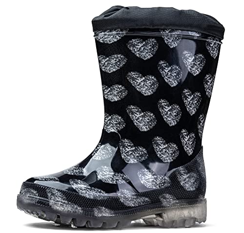 Wojtyłko Spritziger Spaß im Regen: Mädchen-Gummistiefel wasserdicht - Bunte Designs & Komfort! (Schwarz, EU Schuhgrößensystem, Kleinkind, Numerisch, M, 23) von Wojtyłko
