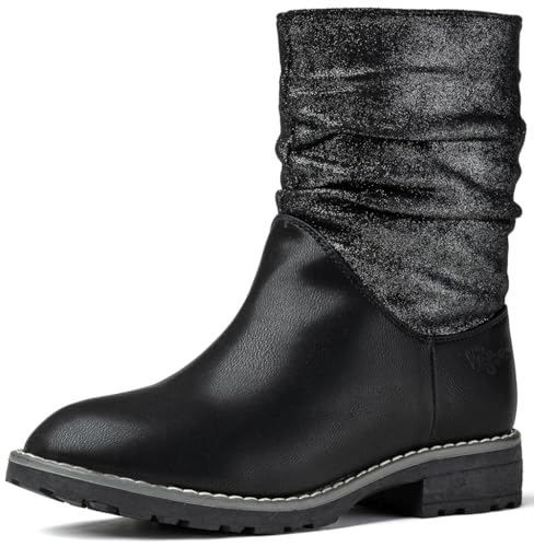 Wojtyłko Stiefel mit Reißverschluss | Stiefeletten Mädchen | Chelsea Stiefel | Ankle Boots | Winterstiefel | gefütterte Schneestiefel (Schwarz, EU Schuhgrößensystem, Jugendliche, Numerisch, M, 35) von Wojtyłko