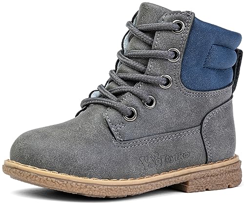 Wojtyłko Stiefelette mit Reißverschluss Winterstiefel Schneestiefel Kinderschuhe für den Winter Winterschuhe warm Gefüttert (Grau, EU Schuhgrößensystem, Kleinkind, Numerisch, M, 23) von Wojtyłko