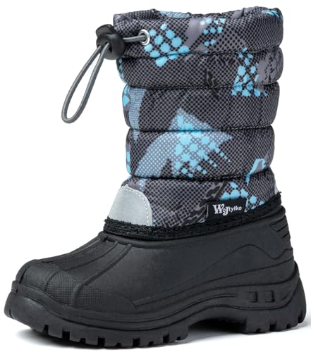 Wojtyłko Unisex Kinder Winterschuhe | wasserdicht Schneestiefel Jungen Mädchen | Schneeschuh | warme Winterstiefel | gefütterte Winter-Bootie (Grau, EU Schuhgrößensystem, Kleinkind, Numerisch, M, 30) von Wojtyłko