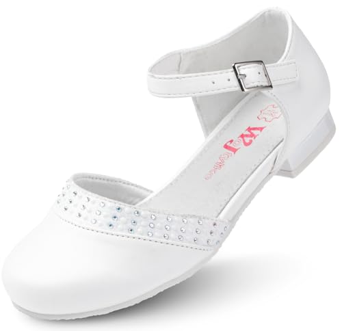 Wojtyłko WK Mädchen Schnallenverschluss Halbschuhe mit Lederinnensohle | Kommunion | Elegant | Für eine kleine Prinzessin (Weiß, EU Schuhgrößensystem, Jugendliche, Damen, Numerisch, M, 32) von Wojtyłko