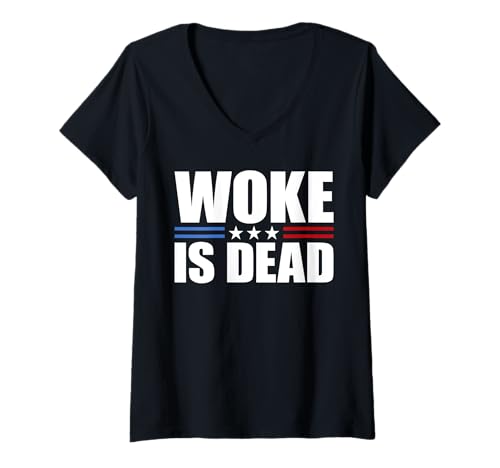 Damen Woke is Dead T-Shirt mit V-Ausschnitt von Woke Is Dead Shirt Mann Frau Outfit