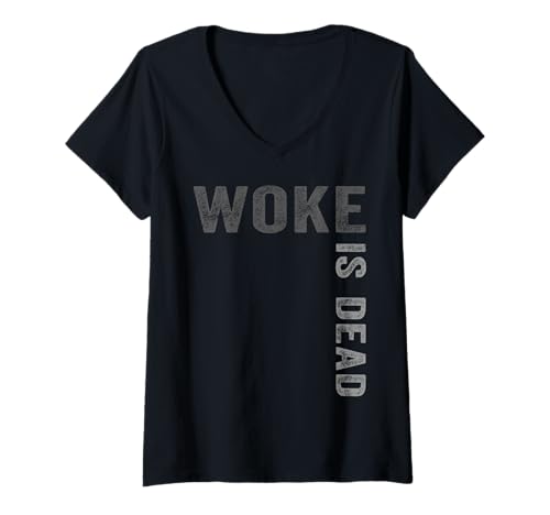 Damen Woke is Dead T-Shirt mit V-Ausschnitt Damen Woke is Dead T-Shirt mit V-Ausschnitt von Woke Is Dead Shirt Mann Frau Outfit