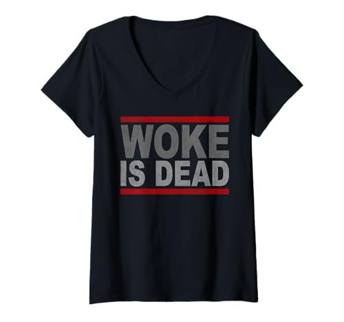 Damen Woke is Dead T-Shirt mit V-Ausschnitt Damen Woke is Dead T-Shirt mit V-Ausschnitt von Woke Is Dead Shirt Mann Frau Outfit