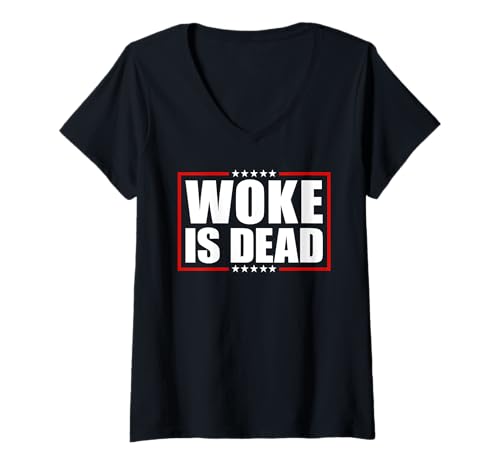 Damen Woke is Dead T-Shirt mit V-Ausschnitt Damen Woke is Dead T-Shirt mit V-Ausschnitt von Woke Is Dead Shirt Mann Frau Outfit